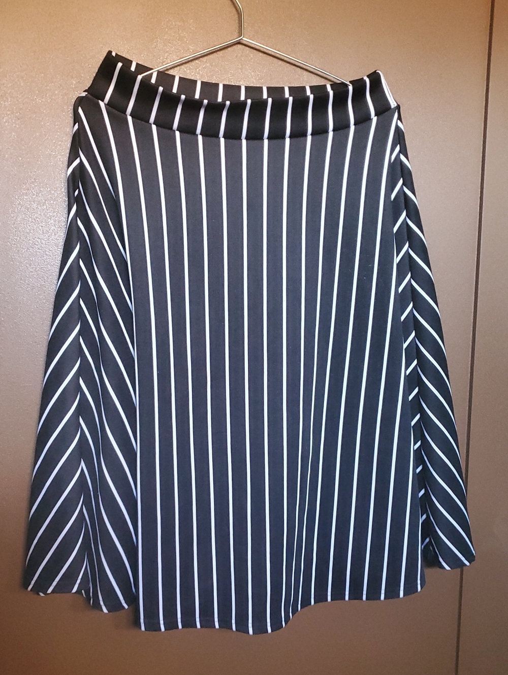 Classic Black and White Vertical Stripe A-Line Skirt